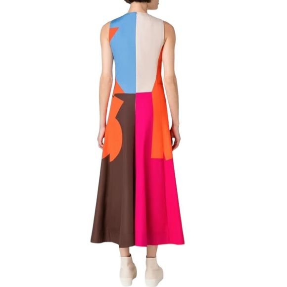 Akris Cotton Poplin Midi Dress with Composed Letters Print Size 8 - Picture 3 of 14